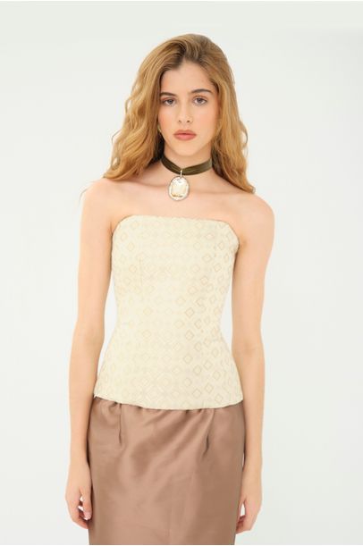 Corset Jacquard Dourado Rsvp + Laura Kubrusly - DOURADO