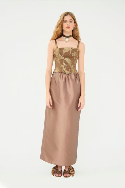 Corset Jacquard Floral Marrom Rsvp + Laura Kubrusly - MARROM
