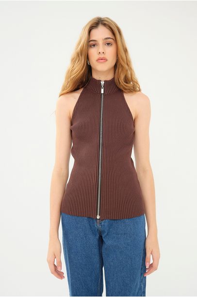 Blusa Tricot Nadador Francesca - MARROM