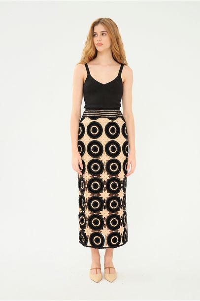 Saia Tricot Circulos Missinclof - PRETO