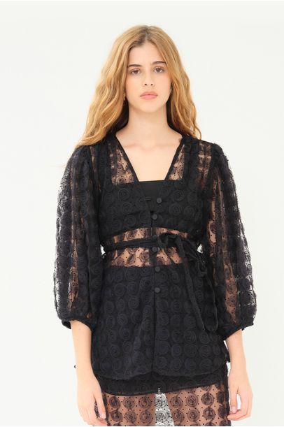 Blusa Manga Longa Pinball Gingin - PRETO