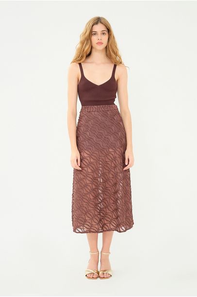 Saia Midi Serpentine Gingin - MARROM