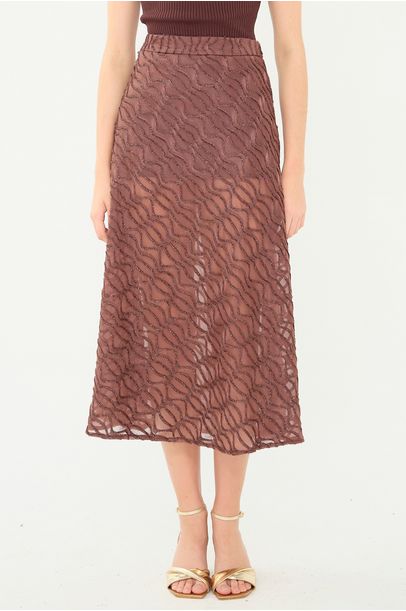 Saia Midi Serpentine Gingin - MARROM