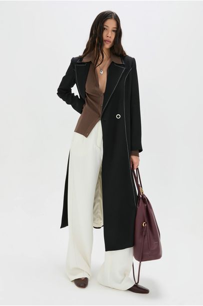 Manteau Fanny Cris Barros - Preto/ Pesponto Off
