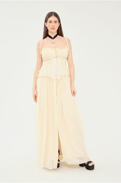 Vestido Midi Pierrot Aluf - OFF WHITE