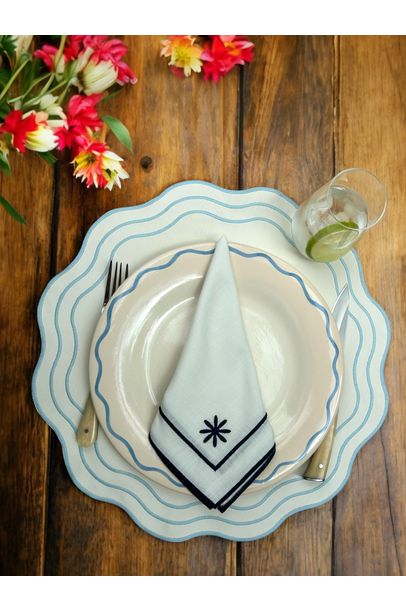 Guardanapo De Mesa Estrelas Azul Meza Home - Azul
