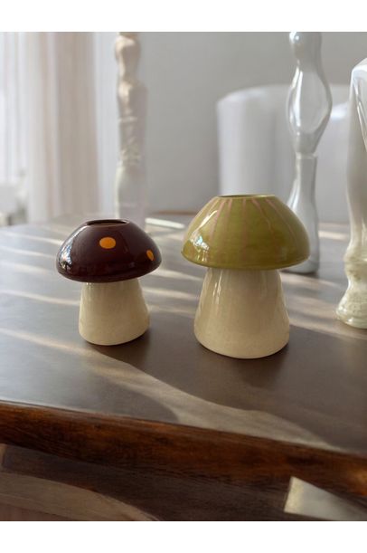 Vaso Cogumelo M Meza Home - Bege