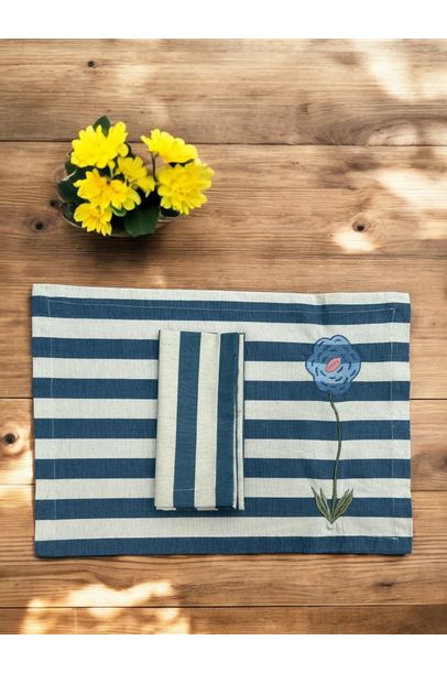 Jogo Americano Listras Jeans Meza Home - Azul