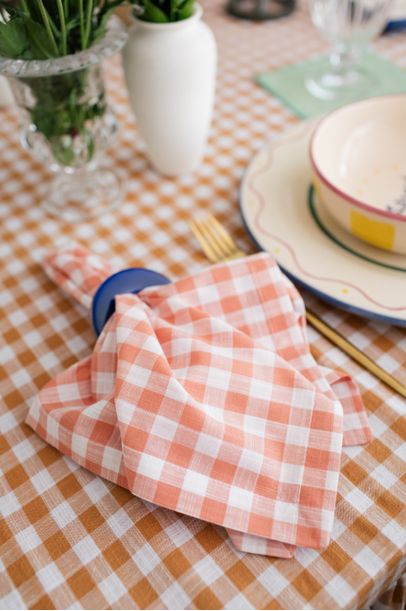 Guardanapo De Mesa Xadrez Laranja Meza Home - Laranja