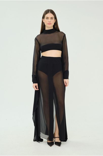 Conjunto Top E Saia Longa Adriana Degreas - PRETO