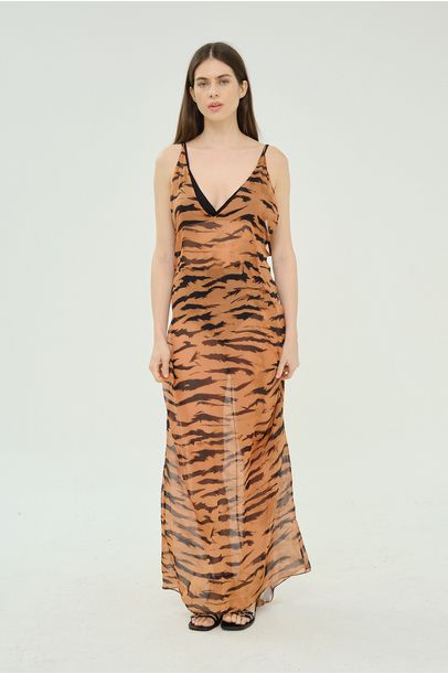 Vestido Longo Degage Adriana Degreas - MARROM