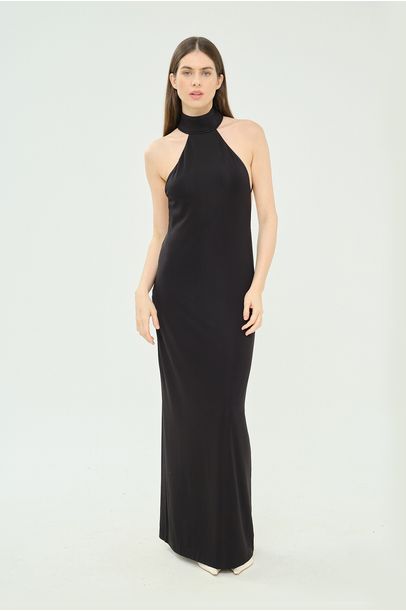 Vestido Longo Decote Costas Adriana Degreas - PRETO