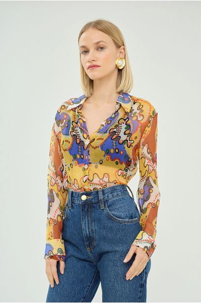 Camisa Cristina De Seda Shop Era - MULTICOLORIDO