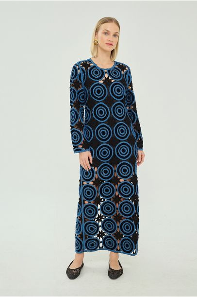 Vestido Tricot Circulos Missinclof - AZUL