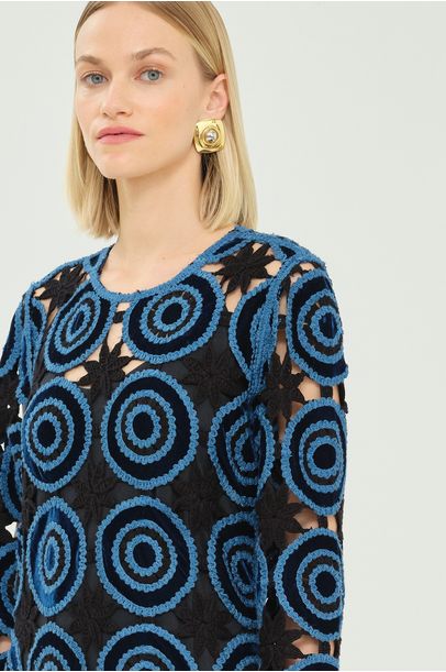 Vestido Tricot Circulos Missinclof - AZUL