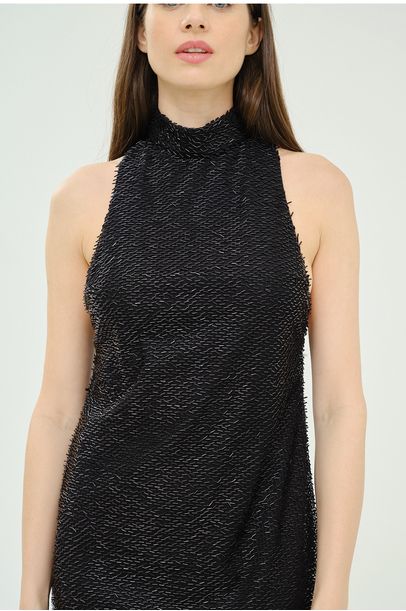 Vestido Longo Paetê Egrey - PRETO