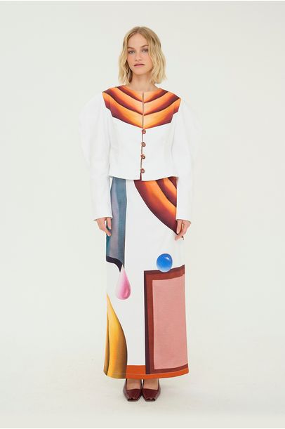 Saia Midi Formas Framed + Nathalie Edenburg - MULTICOLORIDO