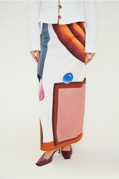 Saia Midi Formas Framed + Nathalie Edenburg - MULTICOLORIDO