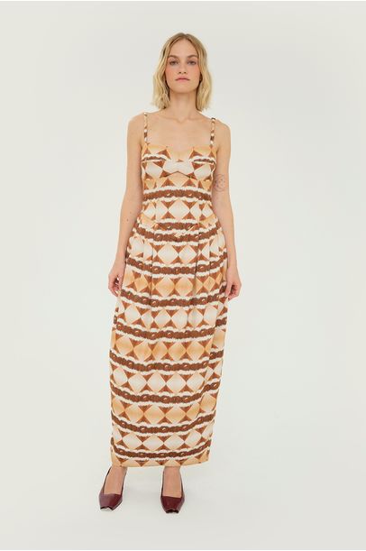 Vestido Midi Jacquard Framed + Nathalie Edenburg - MULTICOLORIDO