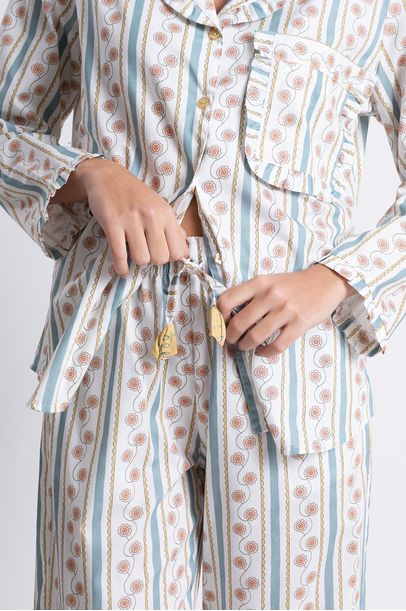 Pijama Longo Camelia Listras Anotheroom - Multicolorido