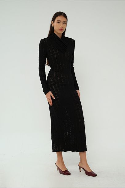 Vestido Midi Gola Alta Beliza Framed - PRETO