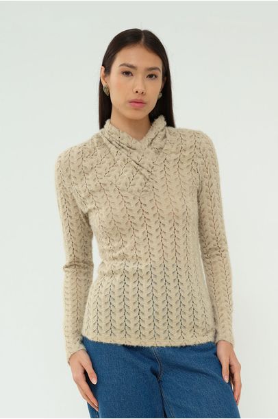Blusa Gola Alta Beliza Framed - BEGE