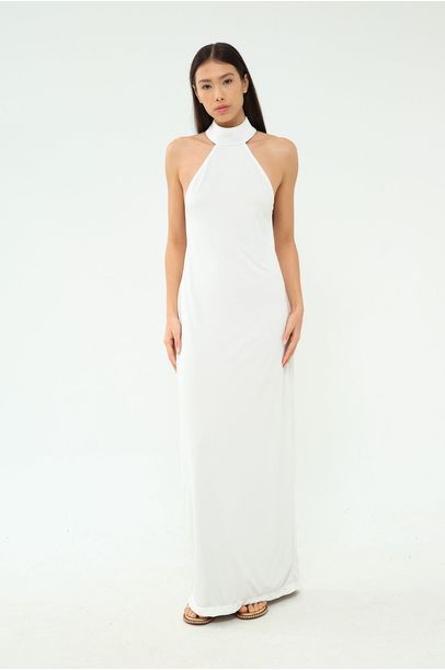Vestido Longo Decote Costas Adriana Degreas - OFF WHITE