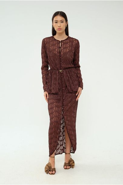 Vestido Manga Longa Serpentine Gingin - MARROM