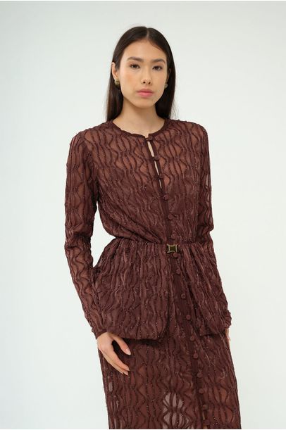 Vestido Manga Longa Serpentine Gingin - MARROM