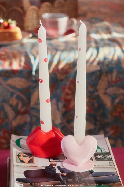 Castiçal Xoxo Vermelho  Cian Candle - Vermelho