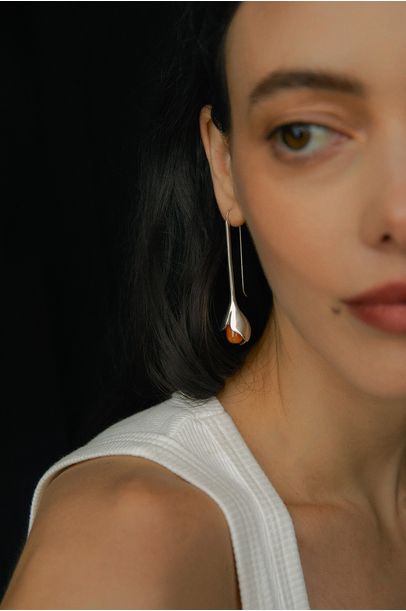 Brinco Angel Trumpet Earrings Carnelian Nathalie Edenburg - Prata