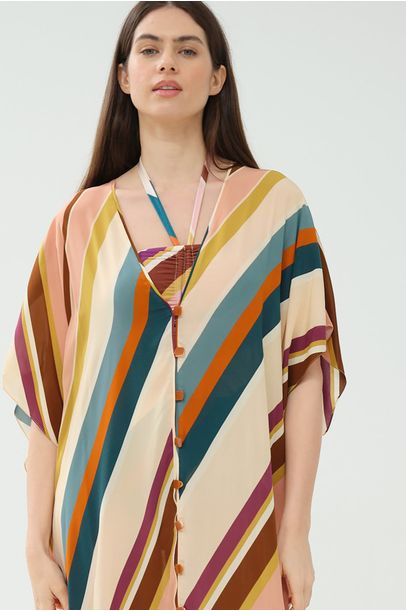 Kaftan Longo Est. Listras Adriana Degreas - MULTICOLORIDO