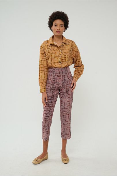 Calça Cigarrete Udaipur Geométrica Bdln - MULTICOLORIDO