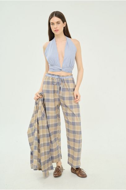 Calca Xadrez Flanela Le Shay - Amarelo