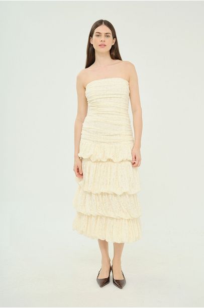 Vestido Alice Renda Le Shay - Bege