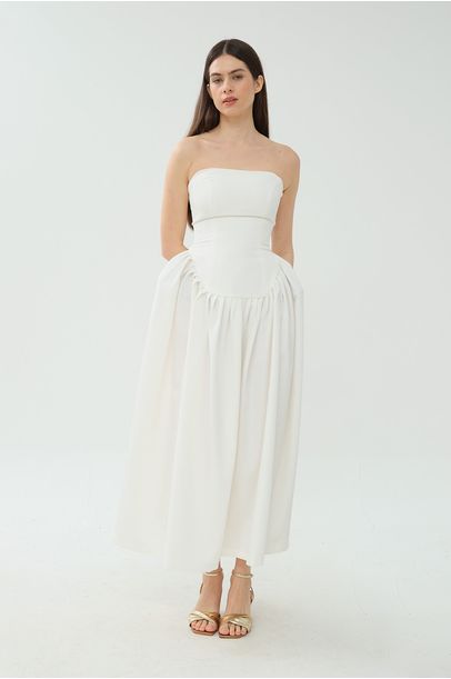 Vestido Longo Alamanda Mayara Junges - OFF WHITE