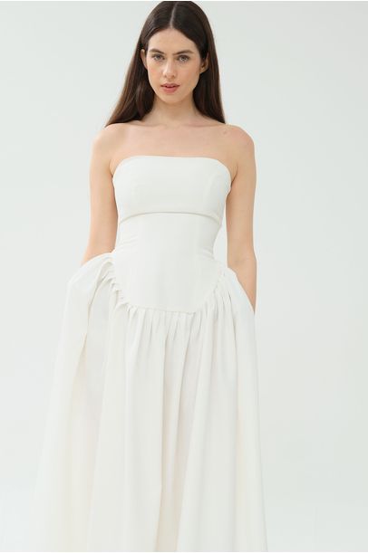 Vestido Longo Alamanda Mayara Junges - OFF WHITE