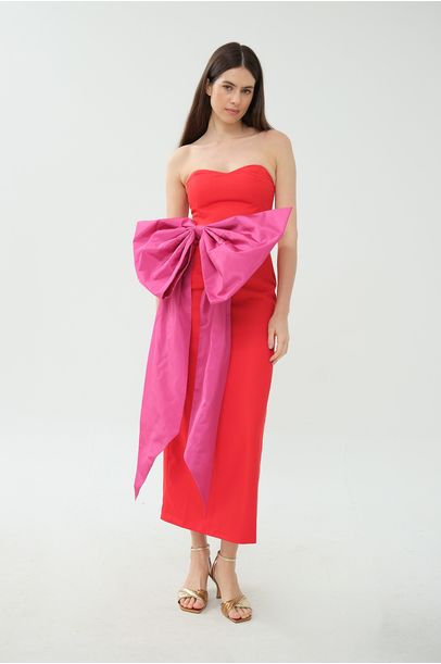 Vestido Midi Maxi Laço Mayara Junges - VERMELHO