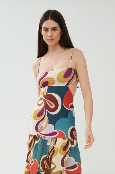 Vestido Longo Alças Adriana Degreas - MULTICOLORIDO