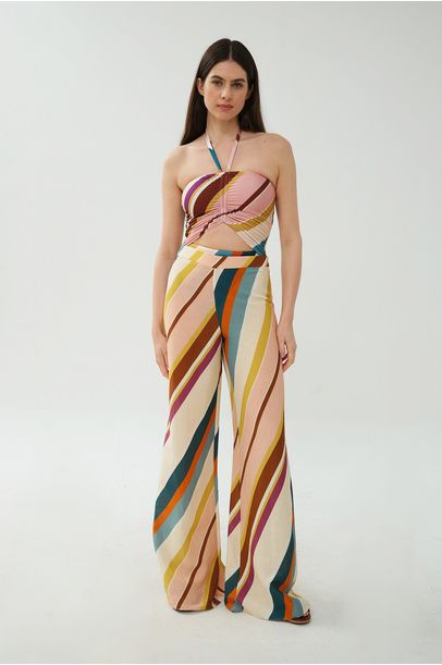 Calça Pantalona Multicolorido Adriana Degreas - MULTICOLORIDO