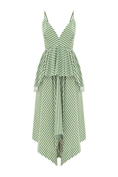 Vestido Pontas Veronica Listrado Olive You - Verde