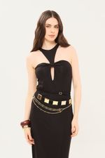 Vestido Longo Detalhe Recorte Adriana Degreas - PRETO 1