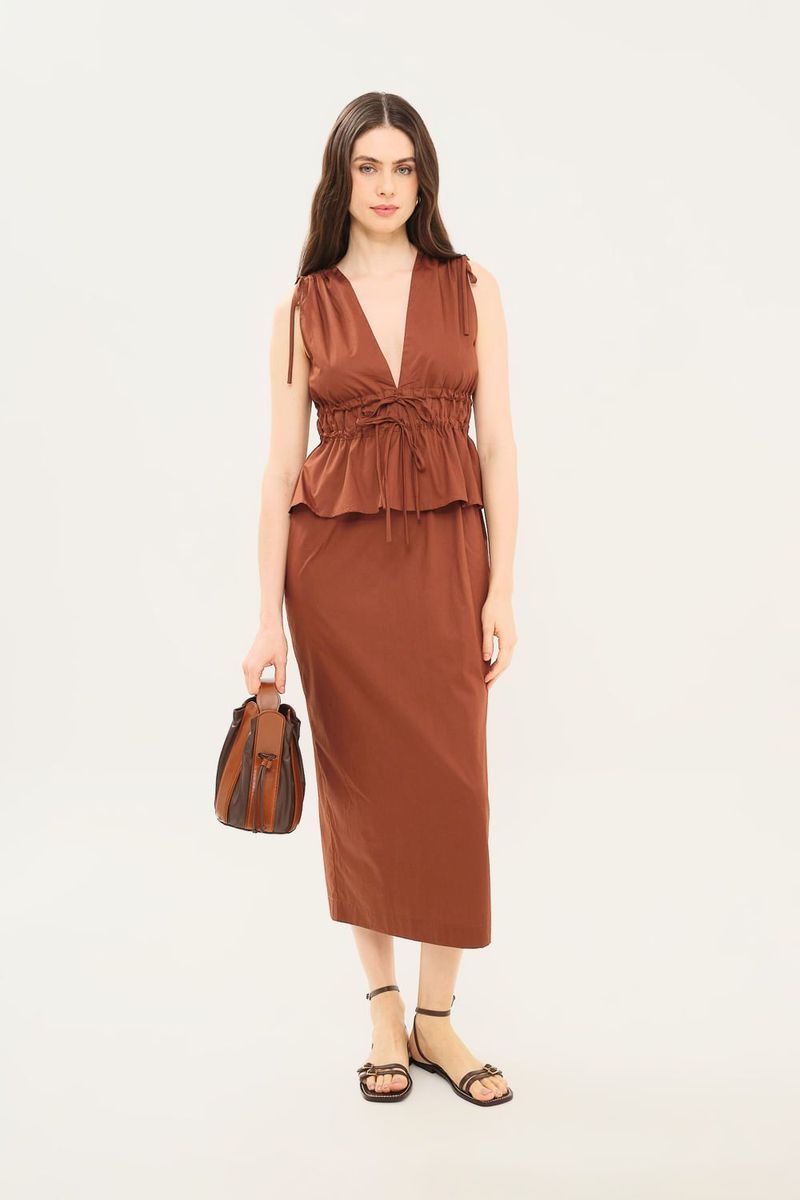 Vestido Midi Trix Clemence - MARROM 0