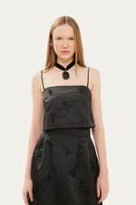 Top Cropped Satin Bdln - PRETO 1