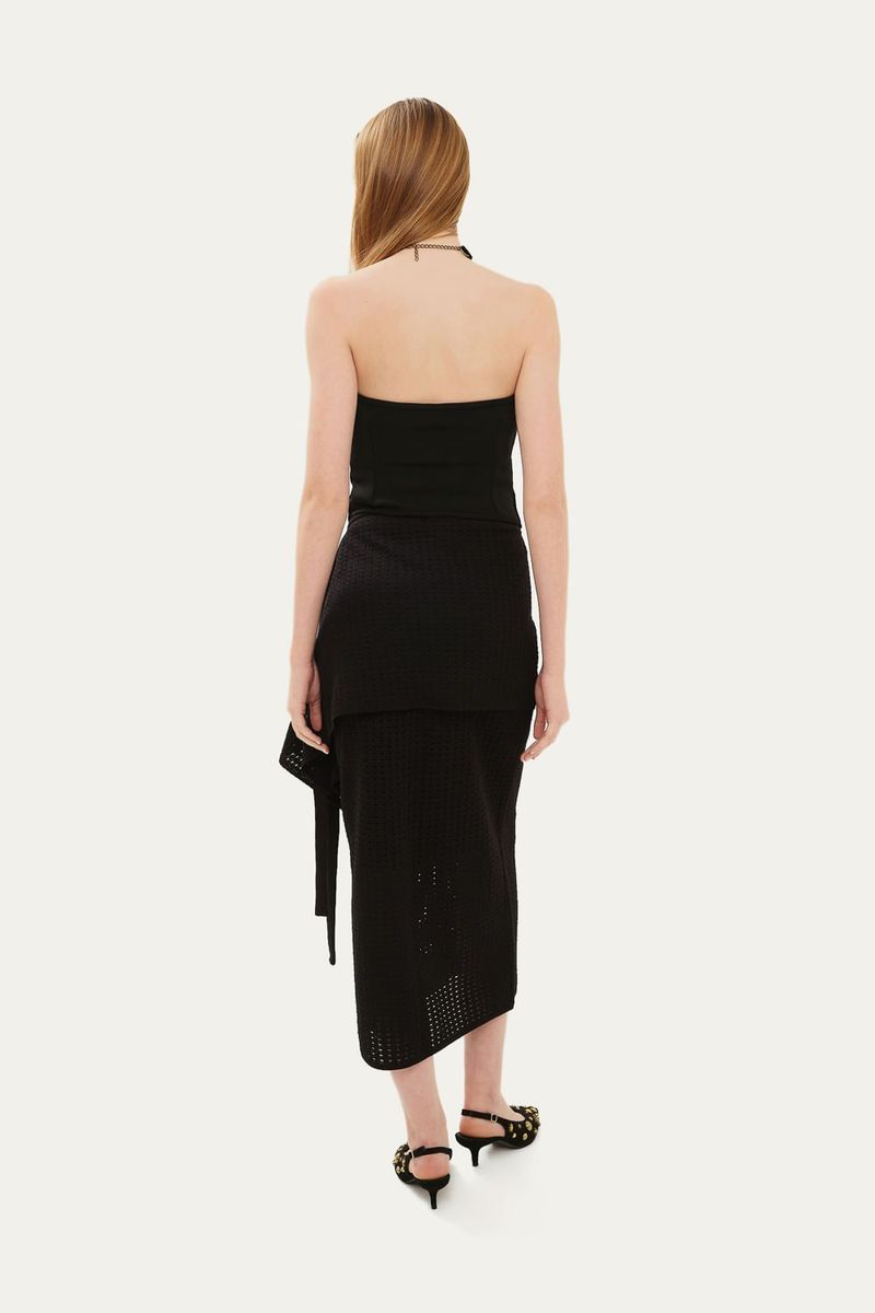 Saia Midi Tric  Tela Monocrom tica Coven - PRETO 2