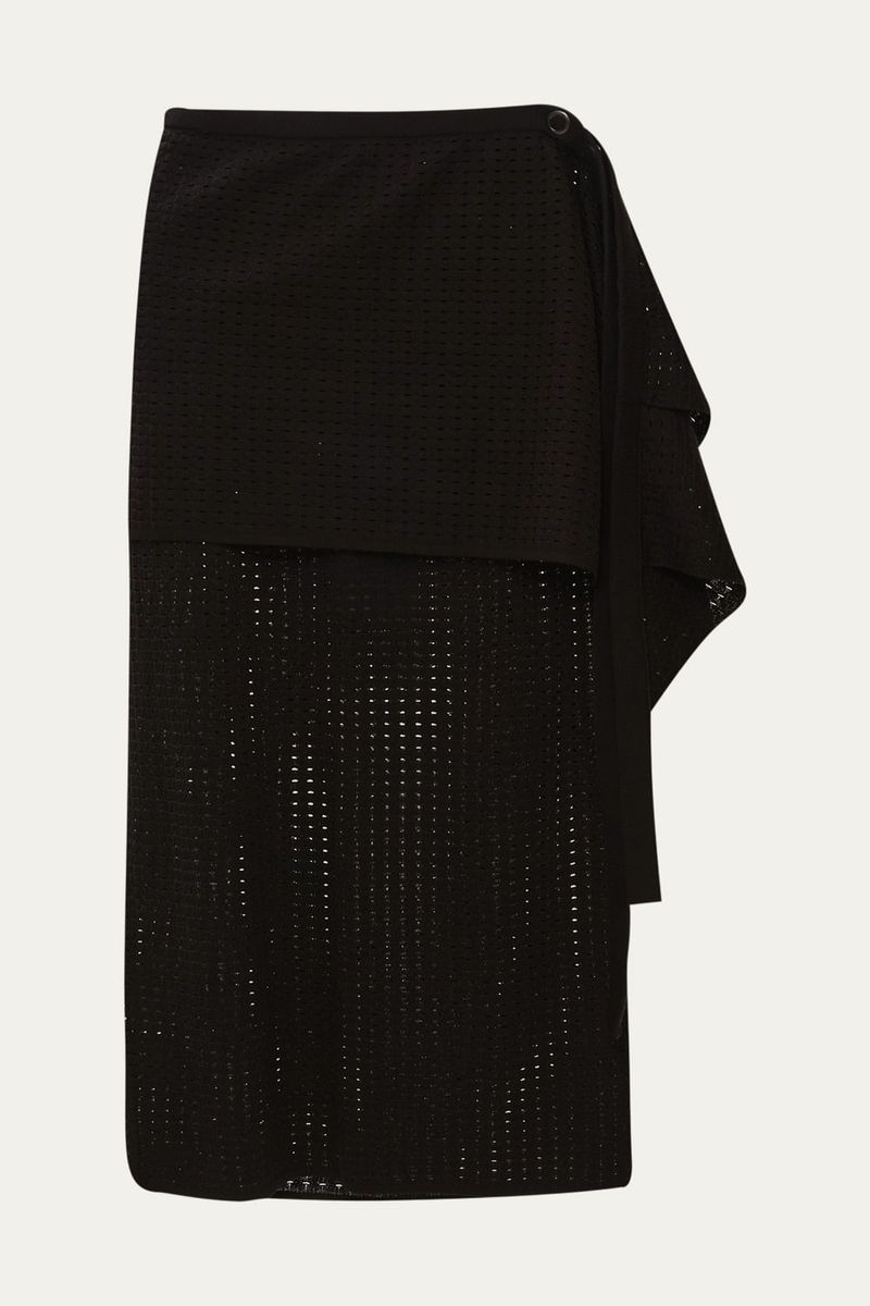 Saia Midi Tric  Tela Monocrom tica Coven - PRETO 3