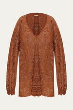 Blusa Manga Longa Renda Giverny Gig - MARROM 0