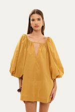 Vestido Mini Manga Bufante Adriana Degreas - BEGE 0