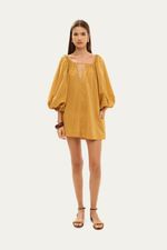 Vestido Mini Manga Bufante Adriana Degreas - BEGE 1