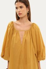 Vestido Mini Manga Bufante Adriana Degreas - BEGE 2